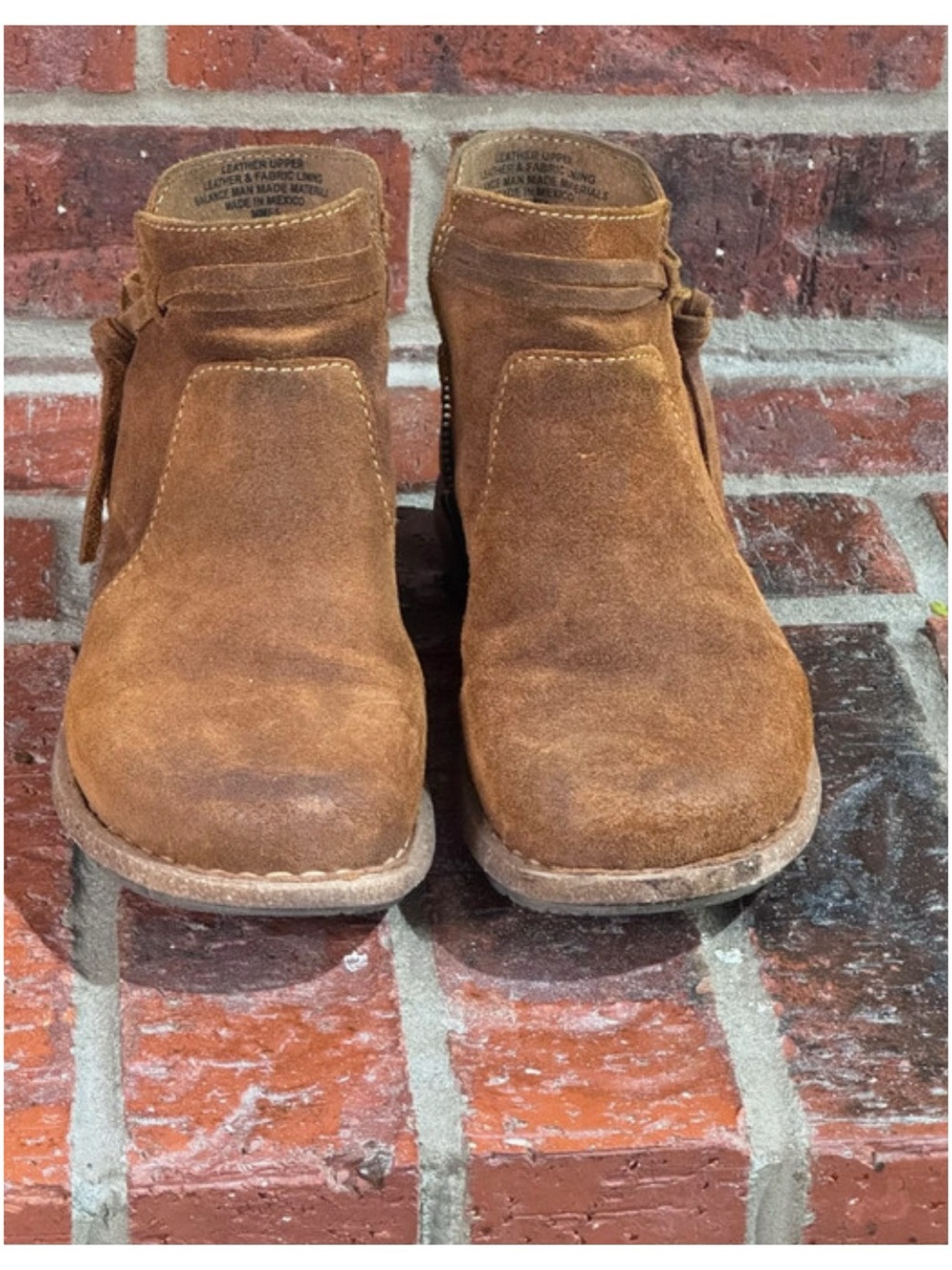 NEW Without Tags Born Size 7 Tan Distressed Suede Ankle Boots